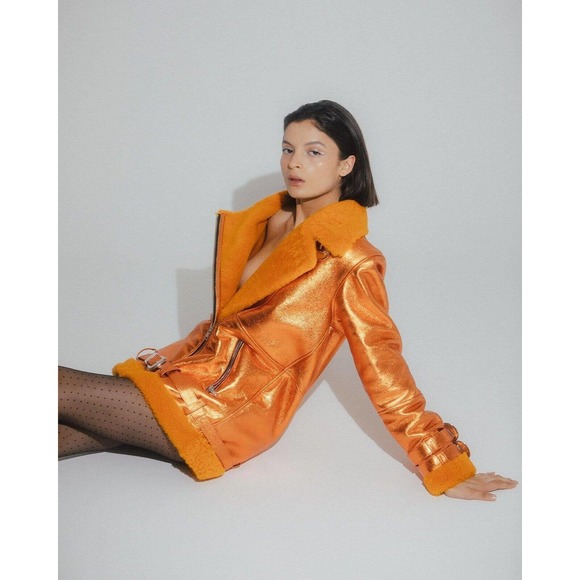 Free People Dancassab Wonder Metallic Orange Jacket Brand New With Tag - Picture 4 of 9
